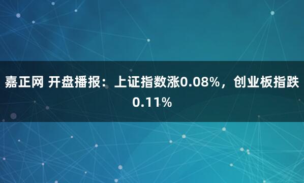 嘉正网 开盘播报：上证指数涨0.08%，创业板指跌0.11%